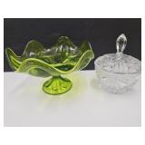 Crystal Candy Dish 5'h & 7'w Viking Footed Dish