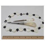 Mother of Pearl Handled Files &  Shell Necklace
