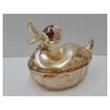 VTG. Peach Luster Marigold Duck on Nest 5.5'