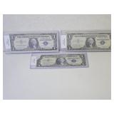 Three 1956, 57A, 57B Silver Certificates