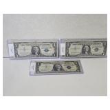 Three 1957, 57A, 57B Silover Certificates