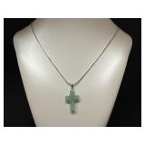 Green Stone Cross On Chain