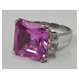 Sterling Silver Pink/ White Stone JTV Ring SZ 7