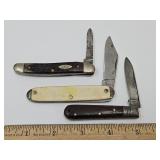 3 Pocket Knives Case Broken, One Can't Read, USA
