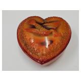 Mosser Glass Heart Trinket Box  3' long