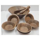 Walnut Wood Salad Bowl set 6 to 12' w