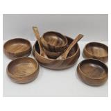 Wooden  Philippines Salad Bowl Set 6- 9' w