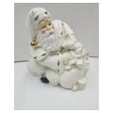 Vtg Home For Holiday Santa Claus Holly Cookie Jar