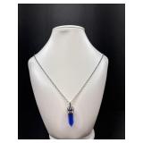 Blue Crystal Pendant On Chain