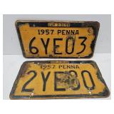 Vintage Pair 1957 Pennsylvania License Plate