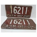 VTG Pair 1957 OHIO License Plates