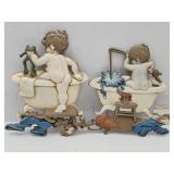 1970's Sexton USA Metal Bathroom Kid in Tub Decor