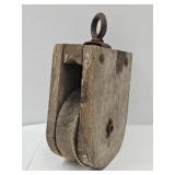 Vintage Wooden Barn Pulley 6' Wide