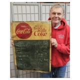 1950's Metal Coca Cola Store Chalkboard ADV Sign