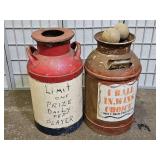 2 Vintage Carnival Game Milk Cans w Balls