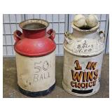 2 Vintage Carnival Game Milk Cans w Balls
