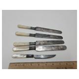 Pearl Handled Knives, Sterling Trimmed Knives