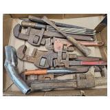 Hand Tool Lot Pipe Wrenches, Oil Spout +