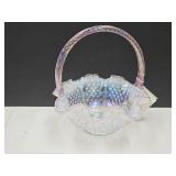 Fenton Opalescent Hobnail Glass Basket 8' w