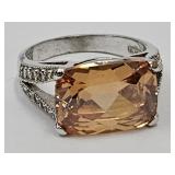 Sterling Silver Champagne & CZ  JTV Ring Size