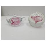 2 Unmarked Paper Weights Tea Pot & Ball