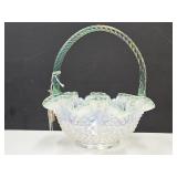 Fenton  Opalescent Glass Hobnail  Basket 8' W