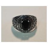 New 925 Silver Onyx Ring Sz11