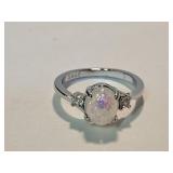 New 925 Silver Opal Ring Sz 7