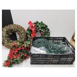 Christmas Lights & Wreath w/Crate