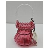 Fenton Glass Basket  4 1/2' w