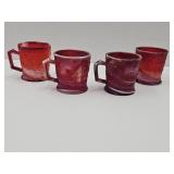 Set of 4 Imperial Slag Glass Mugs