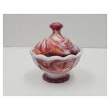Imperial Slag Glass Covered Candy Dish  4 1/2' w