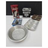 VTG Cocoa, Calumet Tins, Toy Dishes Metal Utensils