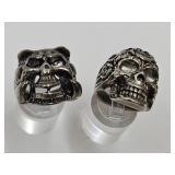 2 Skull Head Rings SZ 9