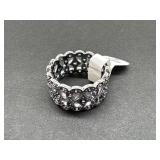 Hematite+Sterling Silver W Amethyst Ring