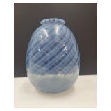 Beautiful Blue Swirl Glass Vase 8 1/2'H
