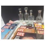 Decanter Bottles, Life Magazines & Jar Lids