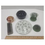 Vtg Lot of Flower Frogs  Metal & Glass