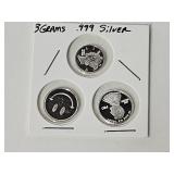 3 Grams .999 Fine Silver