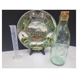 Staffordshire Plate+Milk Bottle Decor+Rain Gauge