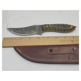 Demascus Knife W Leather Sheath