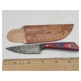 Demascus Knife W Leather Sheath