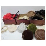 Vintage Hat Lot and Extra Feathers & Parts w Box