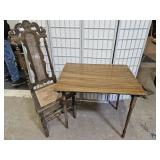 Card Size Wood Folding Table  w (Chair See Cond)