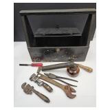 Primitive Wooden Tool Box with Tools