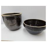 Antique Crock Planter &Bowl w Crack 8 - 8.5' w