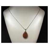 Red Agate Teardrop On Chain