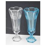 2 Vintage Fostoria  Coin Glass Vases  8' high