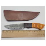 Demascus Knife W Leather Sheath