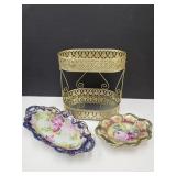 Double Dresser Tray, VTG Japan Pretty Dishes